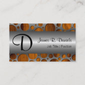 Faux Silver Metal Modern Trendy Wood Grain Patroon Visitekaartje (Voorkant)