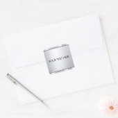 Faux Silver Metallic look Custom Text Sjabloon Vierkante Sticker (Envelop)