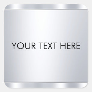 Faux Silver Metallic look Custom Text Sjabloon Vierkante Sticker