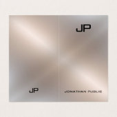 Faux Silver Metallic look Elegant Modern Monogram Visitekaartje (Buitenkant ongevouwen)