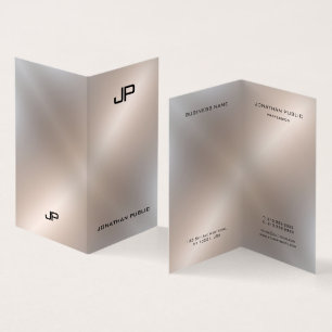 Faux Silver Metallic look Elegant Modern Monogram Visitekaartje