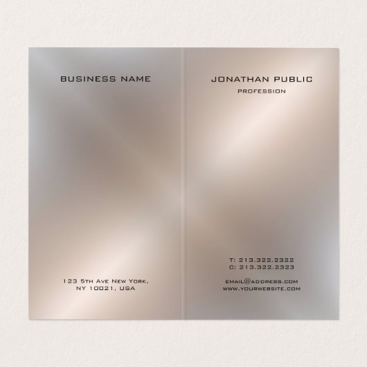 Faux Silver Metallic look Elegant Modern Monogram Visitekaartje (Binnenkant ongevouwen)