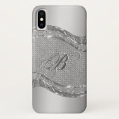 Faux Silver Metallic look met diamantaccenten Case-Mate iPhone Case (Achterkant)