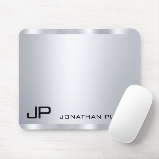  Faux Silver Metallic look Monogram Muismat (Met muis)