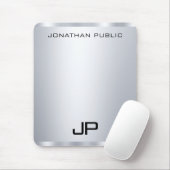 Faux Silver Metallic look Monogram verticaal Muismat (Met muis)