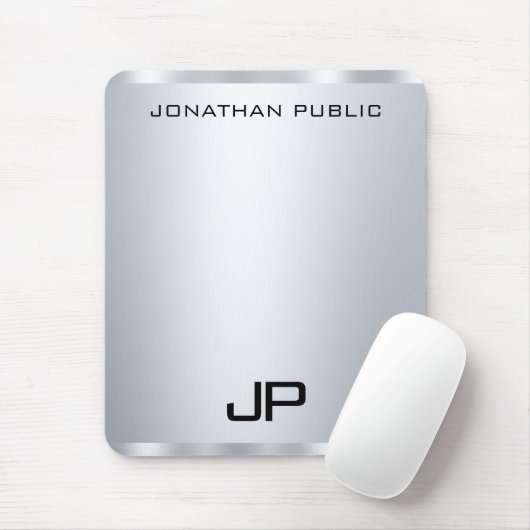 Faux Silver Metallic look Monogram verticaal Muismat (Met muis)