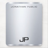 Faux Silver Metallic look Monogram verticaal Muismat (Voorkant)