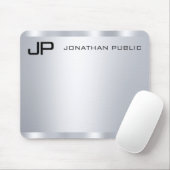 Faux Silver Metallic look Monogrammed aanpassen Muismat (Met muis)