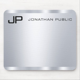 Faux Silver Metallic look Monogrammed aanpassen Muismat