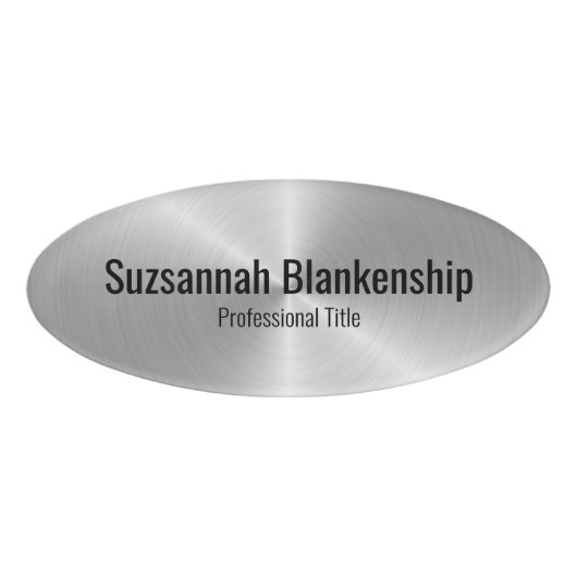 Faux Silver Metallic Professional, stijlvolle Sjab Naambadge (Voorkant)