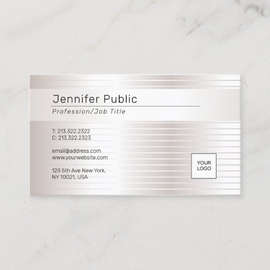 Faux Silver Modern Elegant Glamoureuze Sjabloon Visitekaartje (Voorkant)