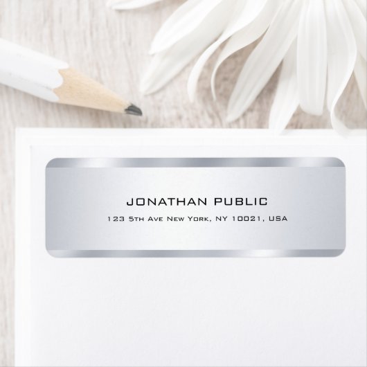 Faux Silver Modern Minimalist Professional Elegant Etiket (Insitu)