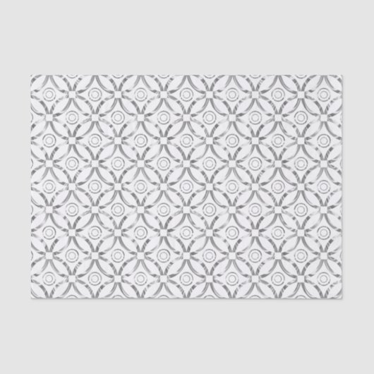 Faux Silver Modern Pattern White Achtergrond Tissuepapier (Voorkant)