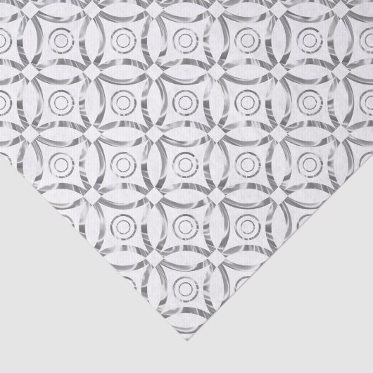 Faux Silver Modern Pattern White Achtergrond Tissuepapier (Detail)