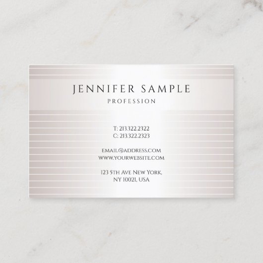 Faux Silver Modern Simple Elegant Trendy Sjabloon Visitekaartje (Achterkant)