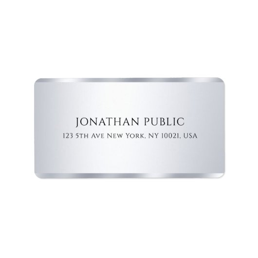 Faux Silver Modern Simple Sjabloon Etiket (Voorkant)