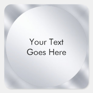 Faux Silver Modern Sjabloon Voeg Jouw tekst Elegan Vierkante Sticker