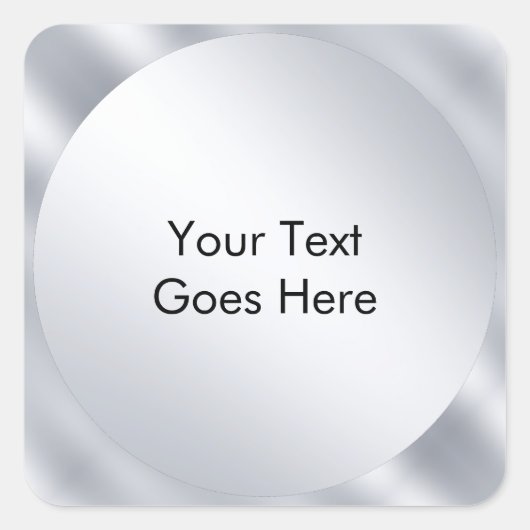 Faux Silver Modern Sjabloon Voeg Jouw tekst Elegan Vierkante Sticker (Voorkant)