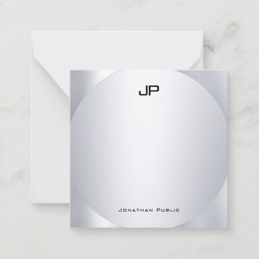 Faux Silver Monogram Persoonlijke Elegant Sjabloon (Voorkant)