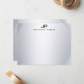 Faux Silver Monogram Simple Elegant Sjabloon Boven (Voorkant / Achterkant in situ)