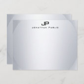 Faux Silver Monogram Simple Elegant Sjabloon Boven (Voorkant / Achterkant)