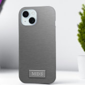 Faux Silver Monogram Titanium Grey Bored Metal Case-Mate iPhone Case