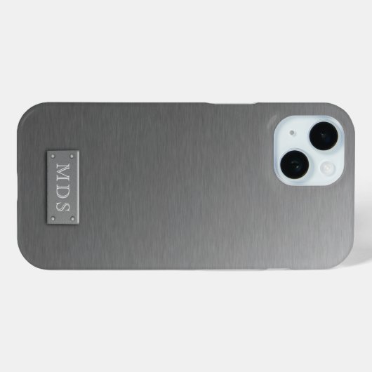 Faux Silver Monogram Titanium Grey Bored Metal Case-Mate iPhone Case (Achterkant (horizontaal))