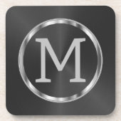 Faux Silver op een zwarte metaal Bier Onderzetter (Voorkant)