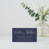 Faux Silver op Navy Wedding Website Insert Kaart (Staand voorkant)