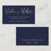 Faux Silver op Navy Wedding Website Insert Kaart (Voorkant / Achterkant)
