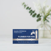 Faux Silver Pipes Faucet Blue Water Grunge Plumber Visitekaartje (Staand voorkant)