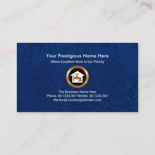 Faux Silver Pipes Faucet Blue Water Grunge Plumber Visitekaartje (Achterkant)