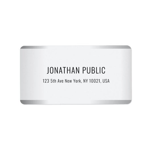 Faux Silver Professional Modern Glamoureuze Sjablo Etiket (Voorkant)