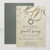 FAUX SILVER RIBBON CUTTING GRAND OPENEN INVITE (Voorkant / Achterkant)