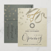 FAUX SILVER RIBBON CUTTING GRAND OPENEN INVITE BRIEFKAART (Voorkant / Achterkant)