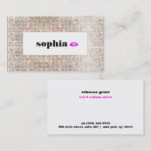 Faux Silver Sequin Hot Pink Lips Beauty Visitekaartje (Voorkant / Achterkant)