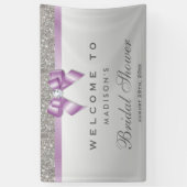 Faux Silver Sequin Lila Diamond Bow Vrijgezellenfe Spandoek (Verticaal)