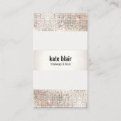 Faux Silver Sequin Stripes Beauty Salon Visitekaartje (Voorkant)