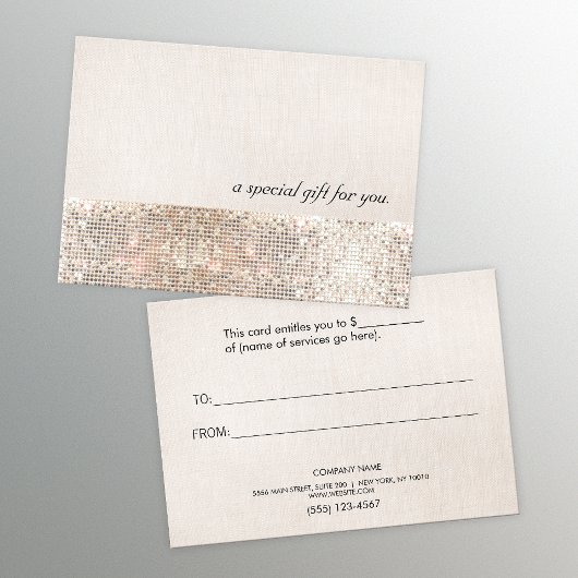 Faux Silver Sequins Beauty Gift Certificate Kortingskaartje