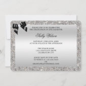 Faux Silver Sequins Black Bow Afstuderen Foto Kaart (Achterkant)