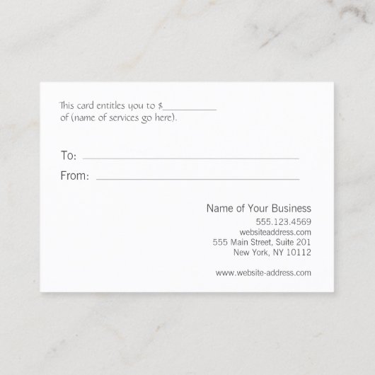 Faux Silver Sequins Black Salon Cadeaubon Kortingskaartje (Achterkant)