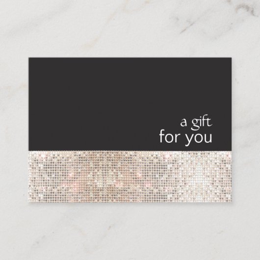 Faux Silver Sequins Black Salon Cadeaubon Kortingskaartje (Voorkant)