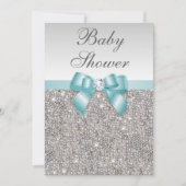 Faux Silver Sequins Blauwgroen blauw Baby shower Kaart (Voorkant)