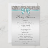 Faux Silver Sequins Blauwgroen blauw Baby shower Kaart (Achterkant)
