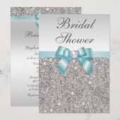 Faux Silver Sequins Blauwgroen blauw Vrijgezellenf Kaart (Voorkant / Achterkant)