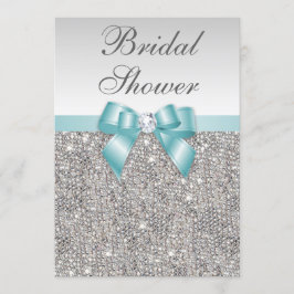Faux Silver Sequins Blauwgroen blauw Vrijgezellenf Kaart