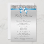 Faux Silver Sequins Blue Baby shower Kaart (Achterkant)