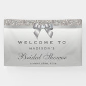 Faux Silver Sequins Bow Diamond Vrijgezellenfeest Spandoek (Horizontaal)
