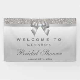 Faux Silver Sequins Bow Diamond Vrijgezellenfeest Spandoek