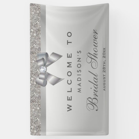 Faux Silver Sequins Bow Diamond Vrijgezellenfeest Spandoek (Verticaal)